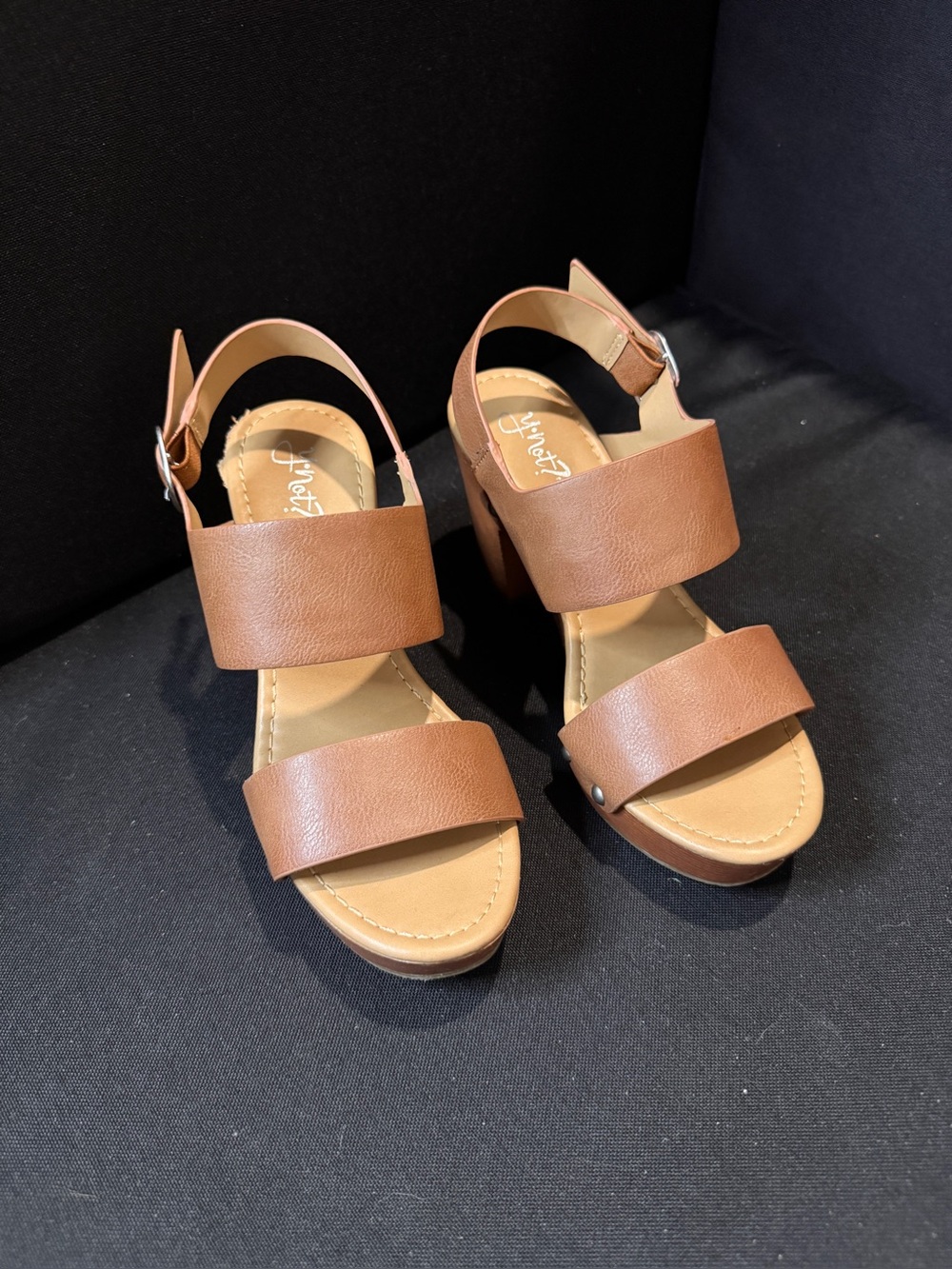 Women’s Tan Wedge Sandals with Wide Straps